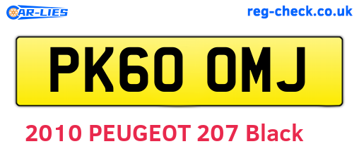 PK60OMJ are the vehicle registration plates.
