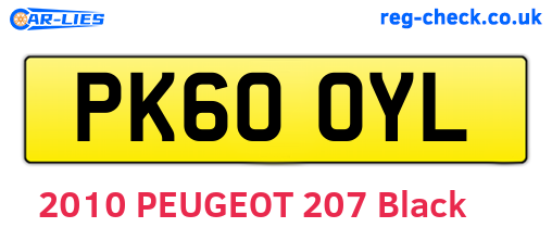 PK60OYL are the vehicle registration plates.