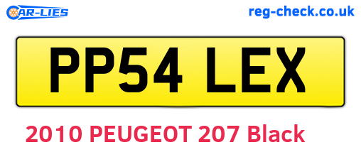 PP54LEX are the vehicle registration plates.