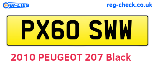 PX60SWW are the vehicle registration plates.