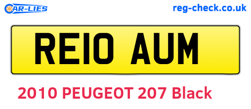 RE10AUM are the vehicle registration plates.