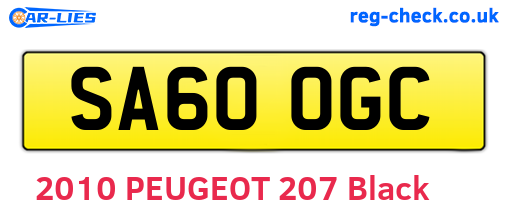 SA60OGC are the vehicle registration plates.