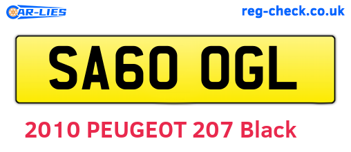SA60OGL are the vehicle registration plates.