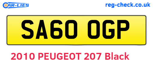 SA60OGP are the vehicle registration plates.