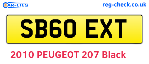 SB60EXT are the vehicle registration plates.