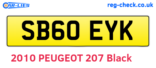 SB60EYK are the vehicle registration plates.
