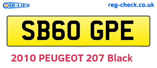 SB60GPE are the vehicle registration plates.