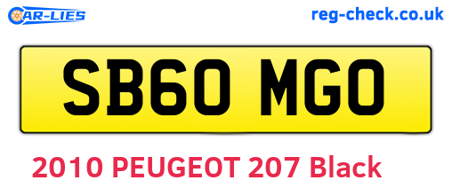 SB60MGO are the vehicle registration plates.