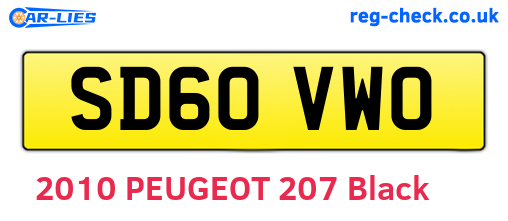 SD60VWO are the vehicle registration plates.