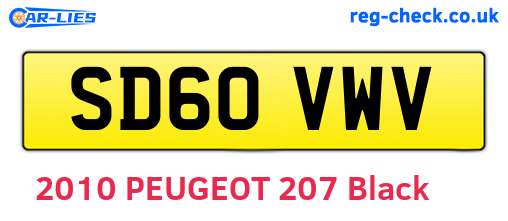 SD60VWV are the vehicle registration plates.