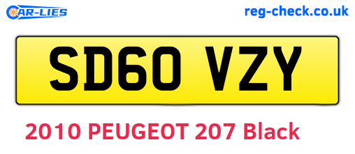 SD60VZY are the vehicle registration plates.