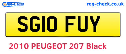 SG10FUY are the vehicle registration plates.