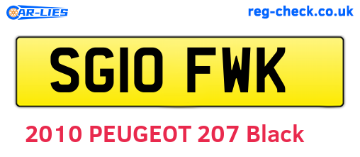 SG10FWK are the vehicle registration plates.
