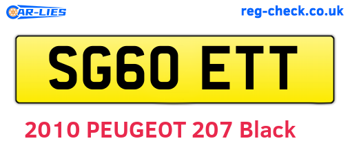 SG60ETT are the vehicle registration plates.