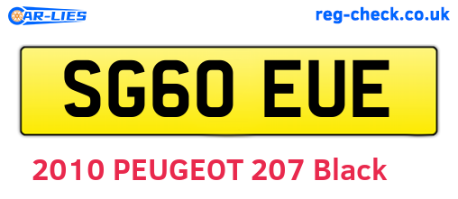 SG60EUE are the vehicle registration plates.
