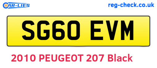SG60EVM are the vehicle registration plates.