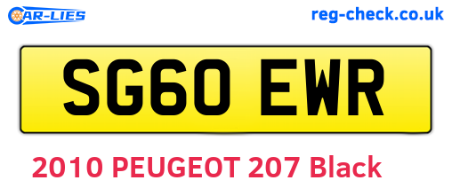 SG60EWR are the vehicle registration plates.