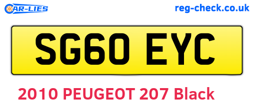 SG60EYC are the vehicle registration plates.