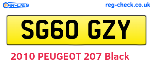 SG60GZY are the vehicle registration plates.
