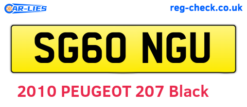 SG60NGU are the vehicle registration plates.
