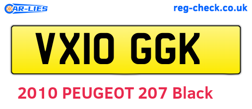 VX10GGK are the vehicle registration plates.