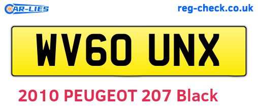 WV60UNX are the vehicle registration plates.