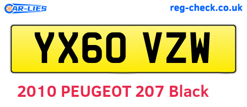 YX60VZW are the vehicle registration plates.