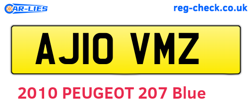 AJ10VMZ are the vehicle registration plates.