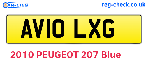 AV10LXG are the vehicle registration plates.