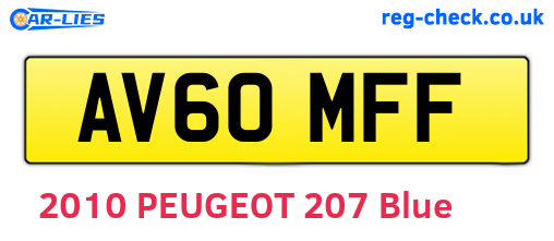 AV60MFF are the vehicle registration plates.