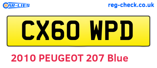 CX60WPD are the vehicle registration plates.