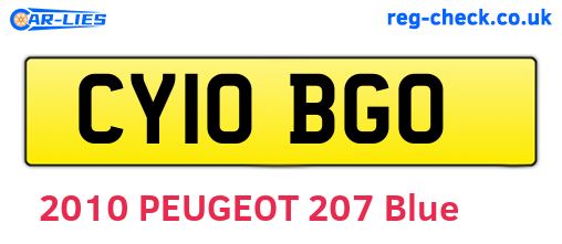 CY10BGO are the vehicle registration plates.