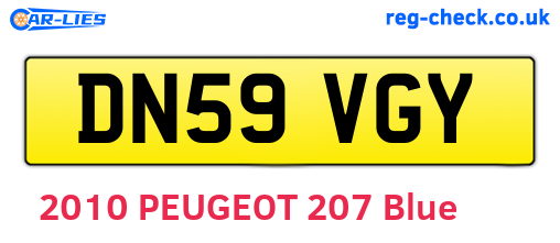 DN59VGY are the vehicle registration plates.