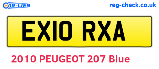 EX10RXA are the vehicle registration plates.