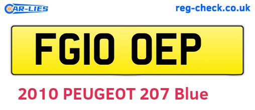 FG10OEP are the vehicle registration plates.