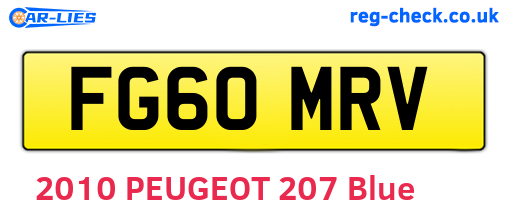 FG60MRV are the vehicle registration plates.