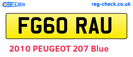 FG60RAU are the vehicle registration plates.