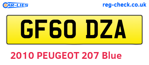 GF60DZA are the vehicle registration plates.