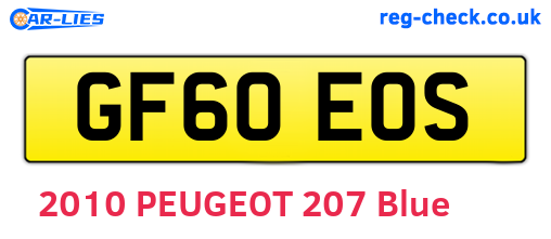 GF60EOS are the vehicle registration plates.