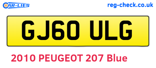 GJ60ULG are the vehicle registration plates.