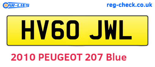 HV60JWL are the vehicle registration plates.