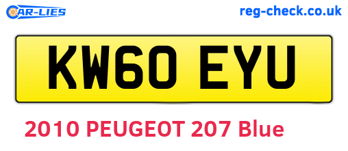 KW60EYU are the vehicle registration plates.