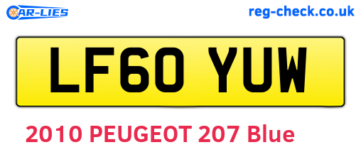 LF60YUW are the vehicle registration plates.