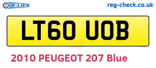 LT60UOB are the vehicle registration plates.