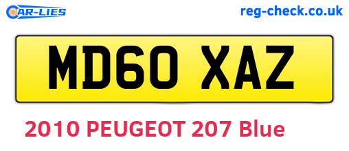 MD60XAZ are the vehicle registration plates.