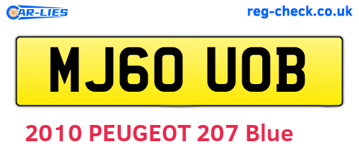 MJ60UOB are the vehicle registration plates.