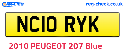 NC10RYK are the vehicle registration plates.