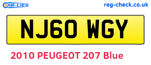 NJ60WGY are the vehicle registration plates.