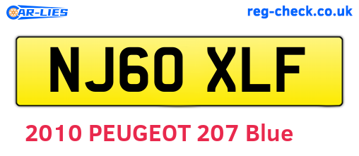 NJ60XLF are the vehicle registration plates.