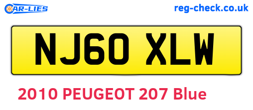NJ60XLW are the vehicle registration plates.